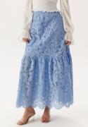 BUBBLEROOM Scalloped Lace Edge Maxi Skirt Light blue L