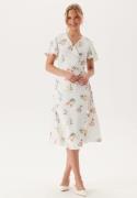 VILA Vilovie S/S Wrap Midi Dress Snow White AOP:FIR 38