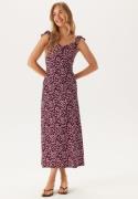 BUBBLEROOM Frill Maxi Dress Burgundy M