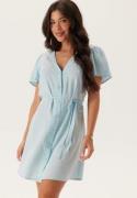 VERO MODA Vmlinn Ss V-neck Tie Short Dre Airy Blue Detail:melange L
