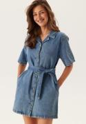 ONLY Onlellie Ss Mini Belt Dress Light Blue Denim XS