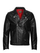 Brice Belted Leather Jacket Læderjakke Skindjakke Black Jofama