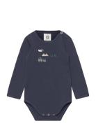 Caravan Applique L/S Body Bodies Long-sleeved Navy Müsli By Green Cott...