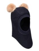 Balaclava W. Alpaca Pompoms Accessories Headwear Balaclava Navy Huttel...