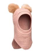 Balaclava W. Alpaca Pompoms Accessories Headwear Balaclava Pink Huttel...