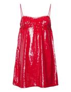 Sequins Kort Kjole Red Ganni