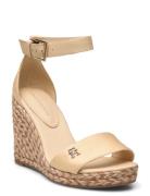 Colorful High Wedge Satin Sandal Sko Med Kilehæl Beige Tommy Hilfiger