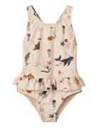 Amara Printed Swimsuit Badedragt Badetøj Cream Liewood