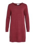 Viril L/S Knit Dress - Noos Knælang Kjole Red Vila