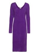 Hella, 1656 Printed Fluffy Knit Knælang Kjole Purple STINE GOYA