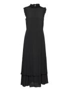 Midi Length Ruffle Dress Knælang Kjole Black IVY OAK