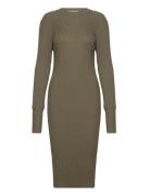 Srnoa Dress Knit Knælang Kjole Khaki Green Soft Rebels