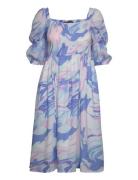 Dalla Verona Smocked Midi Dres Knælang Kjole Blue French Connection