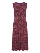 Paisley Twist-Front Jersey Dress Knælang Kjole Red Lauren Ralph Lauren