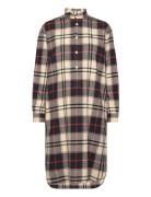 Plaid Cotton Twill Shirtdress Knælang Kjole Beige Polo Ralph Lauren