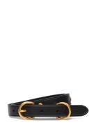 Slim Studded Calfskin Double D-Ring Belt Bælte Black Polo Ralph Lauren