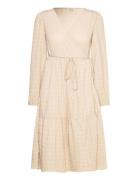 Vmilisa Ls Calf V-Neck Dress Vma Knælang Kjole Cream Vero Moda