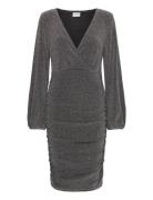 Vicaro L/S V-Neck Midi Dress/Dc Knælang Kjole Silver Vila