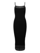 Sheer & Matt Slip Dress Knælang Kjole Black Calvin Klein