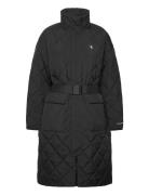 Belted Quilted Coat Quiltet Jakke Black Calvin Klein Jeans