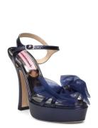 Arlina Metallic Bow Sandal Med Hæl Black Custommade