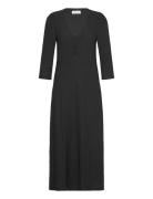 Havanall Midi Dress Ss Knælang Kjole Black Lollys Laundry