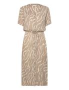 Katara Amber Dress Knælang Kjole Beige Kaffe