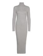 Turtleneck Ribbed Midi-Dress Knælang Kjole Grey Mango