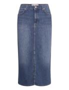 Denim Skirt Knælang Nederdel Blue Marc O'Polo