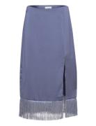 Vil Hw Midi Fringle Skirt/Dc/Ka Knælang Nederdel Blue Vila