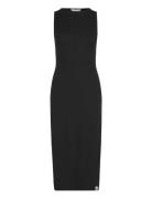 Seaming Long Rib Dress Knælang Kjole Black Calvin Klein Jeans