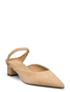 Th Pointy Mid Heel Leather Mule Sandal Med Hæl Beige Tommy Hilfiger