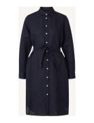 Isa Linen Shirt Dress Knælang Kjole Blue Lexington Clothing