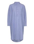 Relieve Shirtdress Stripe Knælang Kjole Blue Moshi Moshi Mind