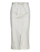 Freda - Cozy Linen Stripe Knælang Nederdel Cream Day Birger Et Mikkels...