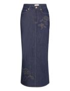 Rinse Stitch Denim Lang Nederdel Blue Ganni