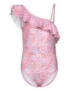 Swimsuit Shoulder, Aop Badedragt Badetøj Pink Color Kids