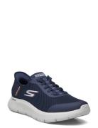 Mens Go Walk Flex Hands Up Low-top Sneakers Navy Skechers