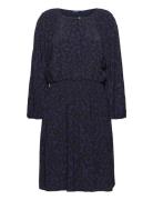 D2. Leopard Boat Neck Dress Kort Kjole Navy GANT