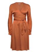 2Nd Serene - Fluid Satin Knælang Kjole Orange 2NDDAY
