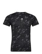 Tf Aop Tee Sport T-Kortærmet Skjorte Black Adidas Performance