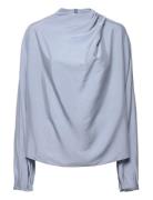 Lima Blouse Tops Blouses Long-sleeved Blue Ahlvar Gallery