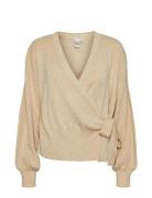 Yasassi Ls Wrap Knit Cardigan S. Noos Tops Knitwear Cardigans Cream YA...