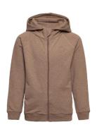 Hoodie W. Zipper Tops Sweatshirts & Hoodies Hoodies Brown En Fant