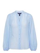 Rel Cotton Silk Blouse Tops Blouses Long-sleeved Blue GANT