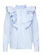 Mmmaven Blouse Tops Blouses Long-sleeved Blue MOS MOSH