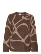 Vij Lly O-Neck Jacquard Knit Top/Su Tops Knitwear Jumpers Brown Vila