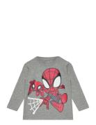 Nmmdomi Spidey Ls Top Mar Tops T-shirts Long-sleeved T-Skjorte Grey Na...