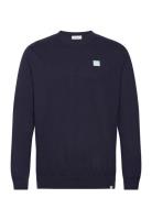 Etienne Patch Knit Tops Knitwear Round Necks Navy Les Deux