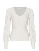 Rifagz V-Neck Blouse Noos Tops Blouses Long-sleeved White Gestuz